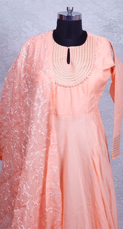 Peach Kora Silk Gown RG02688